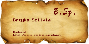 Brtyka Szilvia névjegykártya